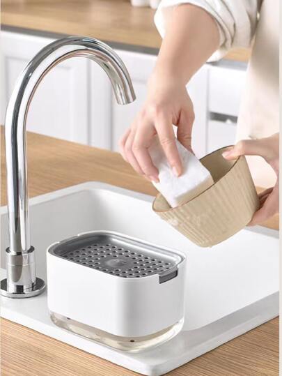 قطعة واحدة 2في1 مطبخ موزع الصابون مع اسفنجة إطار , مطبخ تقوم بالغسيل سائل موزع , ذكي أدوات المطبخ , مصفاة ميسا منظم , مطبخ مصفاة تقوم بالغسيل موزع الصابون , منظف قدر فرشاة , ملائم أدوات المطبخ منظف , تخزين حمام