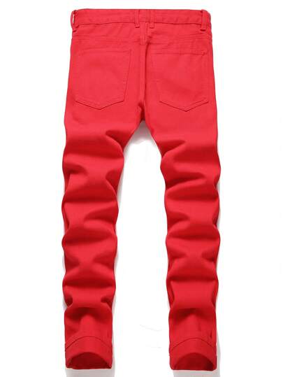 بنطلون جينز نحيل ممزق مهتري الحواف للرجال