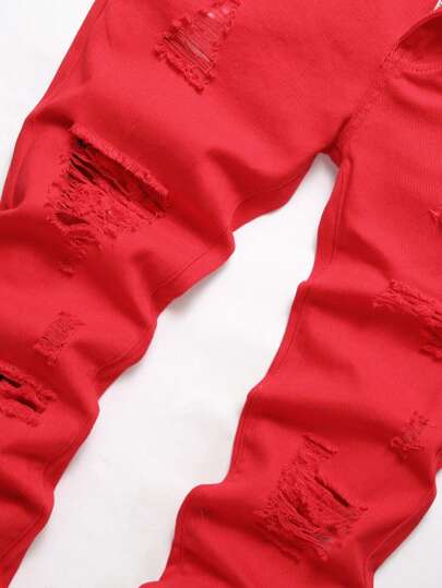 بنطلون جينز نحيل ممزق مهتري الحواف للرجال