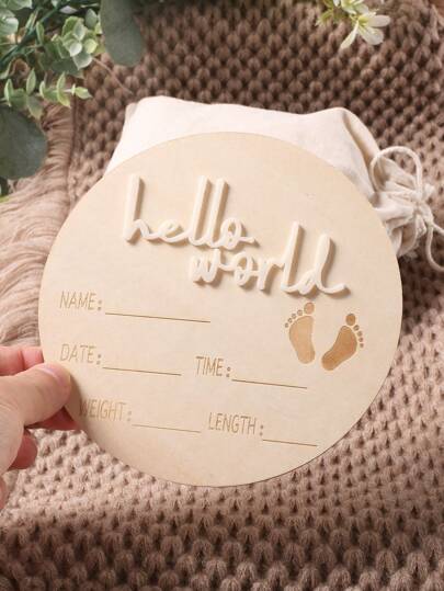 لافتة إعلان اسم الطفل للمستشفى لحظة مرحبا بالعالم لطفل حديث الولادة هدية حمام الطفل قرص خشبي بطاقة віехتپρ صورة