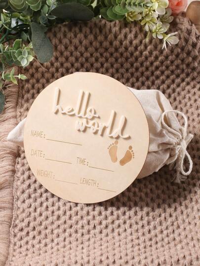 لافتة إعلان اسم الطفل للمستشفى لحظة مرحبا بالعالم لطفل حديث الولادة هدية حمام الطفل قرص خشبي بطاقة віехتپρ صورة