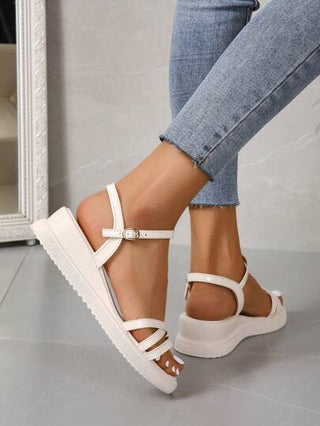 أنيق صنادل الى أشرطة متقاطعة حزام كاحل صنادل إسفين