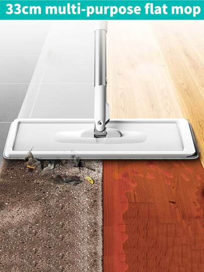 طقم ممسحة الأرضية و دلو قطعة واحدة، نظام دلو الممسحة المسطحة، وسادات الألياف الدقيقة، ممسحة قابلة للتمديد لتنظيف أرضيات الخشب الصلبة المنزلية