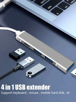 4في1 ميني محطة لرسو السفن USB 3.0 فاصل المحور نوع -C محطة لرسو السفن السرعه العاليه مشترك كهربائي الى كمبيوتر شخصي حاسوب محمول U قارئ بطاقة حاسوب