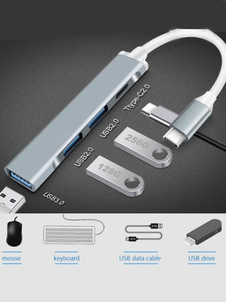 4في1 ميني محطة لرسو السفن USB 3.0 فاصل المحور نوع -C محطة لرسو السفن السرعه العاليه مشترك كهربائي الى كمبيوتر شخصي حاسوب محمول U قارئ بطاقة حاسوب