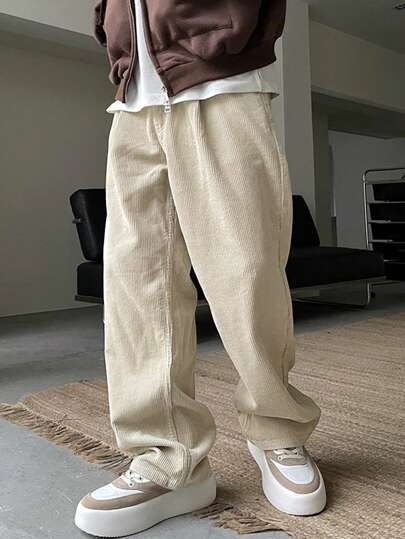 Manfinity Hypemode بنطلون رجالي واسع القصة بخصر رباط