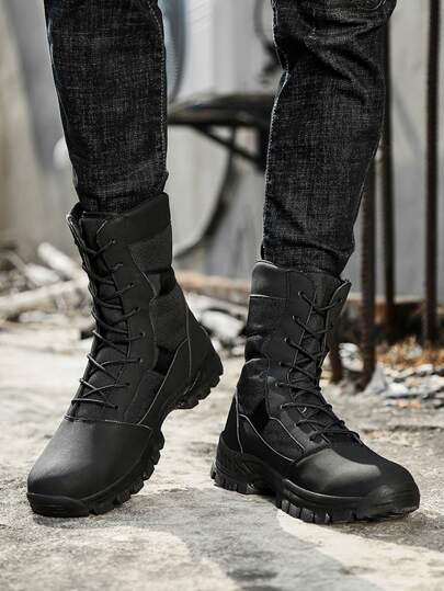بوت القتال العسكرية عالية الكاحل، بوت تخييم خارجية، بوت رياضية خارجية مقاومة للإنزلاق والبلى، بوت عمل، بوت رجالية مقاس 45 كبير، بوت أمنية، ملائمة تمامًا مع الهوديس