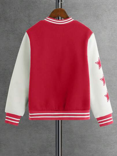 SHEIN سترة الكلية بطباعة أحرف ولد طفل