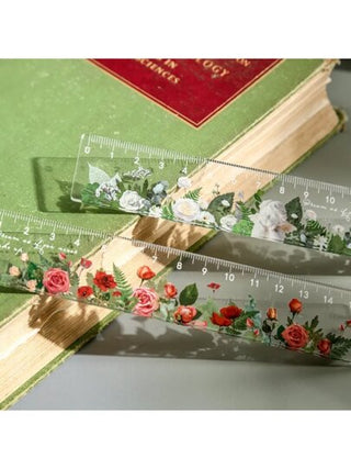 أدوات مكتبية ومدرسية مسطرة عاطفية من الزهور الأقحوان متعددة الوظائف 15 سم أدوات رسم Diy للطلاب مزدوجة الاستخدام لمكتب المدرسة