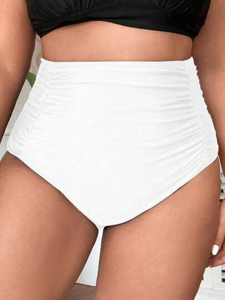 Swim Basics سروال بيكيني تجاعيد خصر عالي مقاس كبير