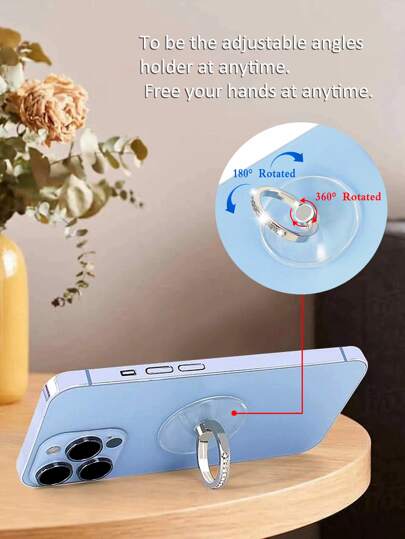 قطعة واحدة من حامل الهاتف الخلوي المُرصّع بالراين،حامل بشكل دائري للإصبع معدني متحرك 360 درجة، حامل هاتف جوال عالمي متوافق مع آيفون وأندرويد كهدية لعيد الميلاد للعائلة والأصدقاء، حامل الإصبع، مسك الهاتف، اكسسوارات الهاتف