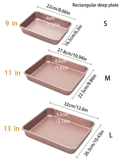 قالب خبز معدني مستطيل عميق قطعة واحدة، قالب كيك لا لصق، صينية خبز ضحلة ذهبية اللون، قالب كيك مستطيل ذهبي، قالب بسكويت وكيك من الصلب الكربوني، صينية خبز الكيك، أدوات مطبخ للخبز والتحميص والخبز والجبن في الأفران المختلفة للأطعمة المستطيلة مثل أجنحة...