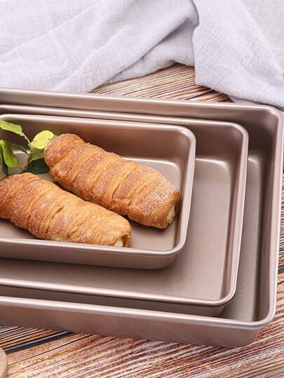 قالب خبز معدني مستطيل عميق قطعة واحدة، قالب كيك لا لصق، صينية خبز ضحلة ذهبية اللون، قالب كيك مستطيل ذهبي، قالب بسكويت وكيك من الصلب الكربوني، صينية خبز الكيك، أدوات مطبخ للخبز والتحميص والخبز والجبن في الأفران المختلفة للأطعمة المستطيلة مثل أجنحة...