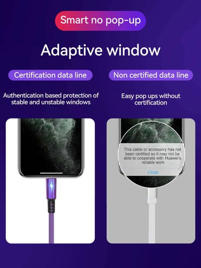 كابل USB-C سريع الشحن 120 واط، كابل شحن بشريط نايلون مضفر، متوافق مع هواتف Honor وOPPO بقوة شحن 27 واط، متوافق مع Xiaomi وهواتف ، لوازم هواتف، كابل USB-C (أرجواني)