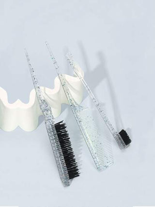 3قطعات/طقم لامع مادة Abs تسريحة شعر مشط طقم , يشمل تضايق & كعكة مشط تمليسرمضان