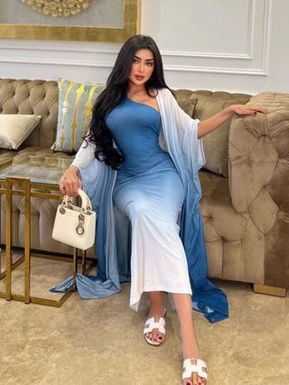 طقم حريمي قطعتين Modelyn فستان سهرة مع معطف ذو معرج على الكتف قطعتان