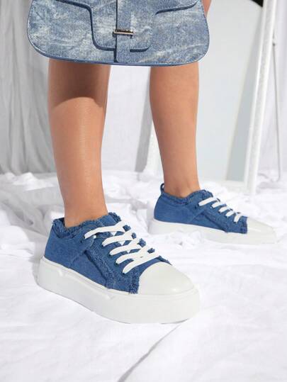 أحذية تزلج نسائية برباط أمامي بلونين، أحذية رياضية خارجية أحذية رياضية كاجوال