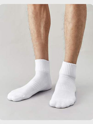 5أزواج من جوارب الرياضية الرجالية البيضاء طول منتصف الساق المضادة للرائحة لفصل الصيف
