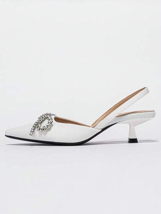 للنساء الموضة اصبع مدبب حجر الراين فراشة زخارف خنجر حذاء كعب عالي , أبيض - ممتاز للحفلة