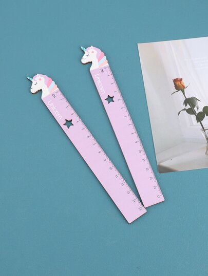 أدوات مكتبية ومدرسية مسطرة بشكل قلب حيوان كرتوني بنفسجي قطعة واحدة