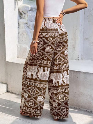 SHEIN Frenchy بنطلون بساق واسع طباعة الفيل