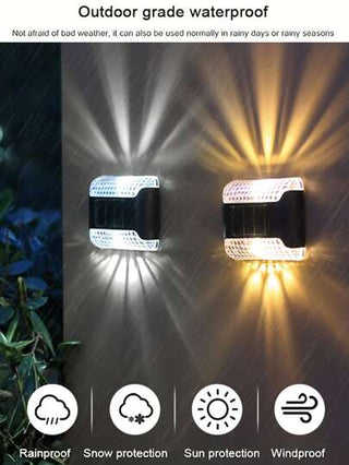 ضوء الحائط العامل بالطاقة الشمسية، إضاءة ليلية صغيرة للحدائق والممرات والأبواب، مقاوم للماء مع إضاءة لأعلى وأسفل، تعمل بالمحول، إضاءة حائطية عصرية عامة