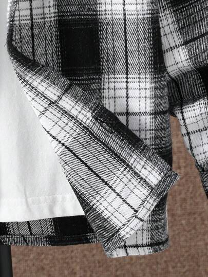 SHEIN قميص طباعة مربع النقش بدون تي شيرت ولد طفل