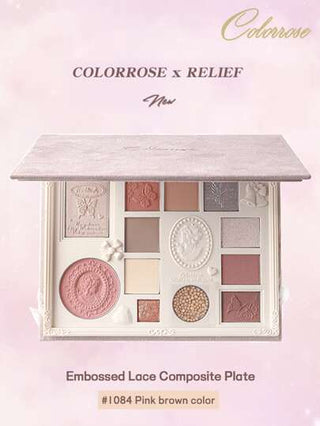 COLORROSE لوحة مكياج مضغوطة بنقوش، ظلال عيون بودرة ماتي لامع، شديدة الصبغة عالية اللمعان وطويلة الاستمرارية، حريرية خفيفة ناعمة، مع مرآة، بالإضافة إلى بودرة إبراز ومُصحَّح ومخدَّر لوحة مكياج كاملة