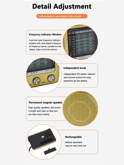 عتيق صغيرة محمولة مذياع مع كامل حزام