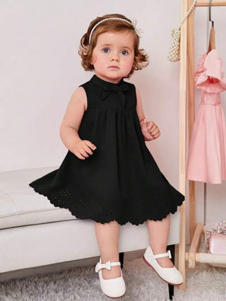 فساتين بيبي فستان كاجوال للفتيات الصغيرات مع عقدة في الأمام