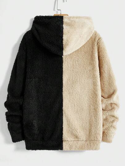 Manfinity RebelGame سترة رجالية من النوع السحابي ذات لونين مطرزة بالحروف والرسومات، أكمام طويلة سميكة ذات لون مقسم، هدايا للأصدقاء والأزواج والأحبة