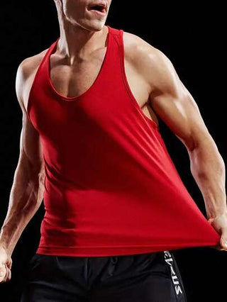 Manfinity Fitness خزّان رياضي بشعار حرفي بطراز صديق للرجال، ملابس علوية للتمرين