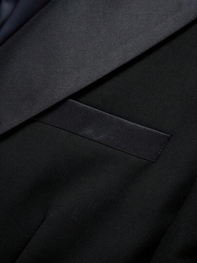 Manfinity Mode للرجال قطعة واحدة بياقة مطوي مسنن زر احادي جاكيت & قطعة واحدة بنطلون بدلة