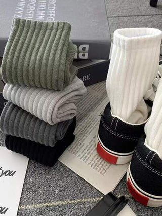 1/5 أزواج جوارب قطنية أنيقة رياضية عاديّة منتصف الساق للرجال, خفيفة سريعة الجفاف ومتنفسة, بطراز عصري وملائم للارتداء اليومي في المنزل والمكتب والخارج, مناسبة لكل المواسم