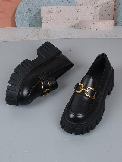 أحذية أوكسفورد حريمي أحذية لوفر أسفل منصة للسيدات، أحذية جلد أسود مريحة برقبة علوية، أكسفورد مُصعّد، أحذية حفلات بريطانيةرمضان