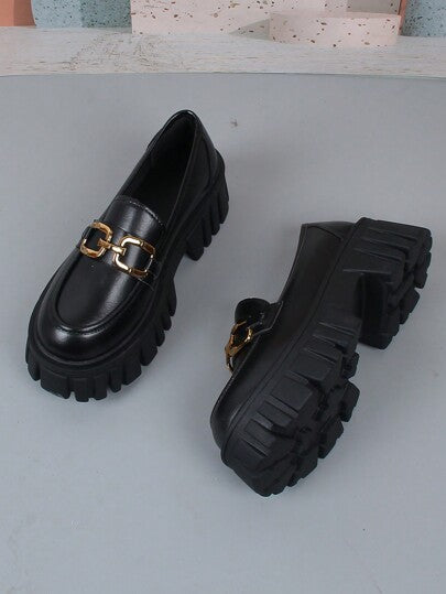 أحذية أوكسفورد حريمي أحذية لوفر أسفل منصة للسيدات، أحذية جلد أسود مريحة برقبة علوية، أكسفورد مُصعّد، أحذية حفلات بريطانيةرمضان