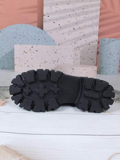 أحذية أوكسفورد حريمي أحذية لوفر أسفل منصة للسيدات، أحذية جلد أسود مريحة برقبة علوية، أكسفورد مُصعّد، أحذية حفلات بريطانيةرمضان