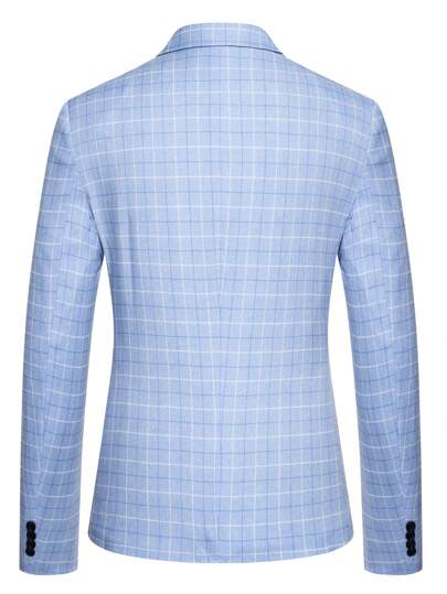 Manfinity Mode جاكيت طباعة مربع النقش زر احادي للرجال