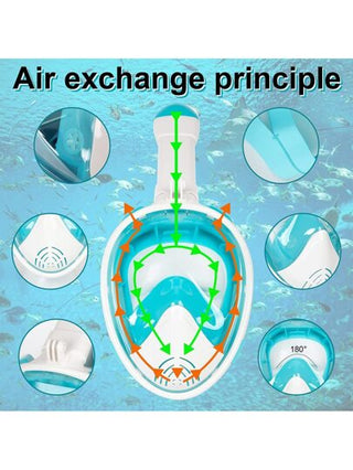 JoyMaySun قناع غطاء الوجه الكامل المضاد للضباب والتسرب مزود بحامل كاميرا للغطس للكبار، معدات غطس غطس في السباحة و التنفس تحت الماء بالمعدات الكاملة