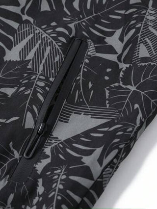 Manfinity Homme جاكيت بومبر بسحاب وطبعة استوائية فضفاض للرجال