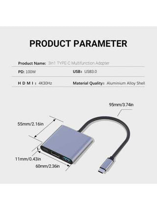 محول NADODO USB C 4K ، محول متعدد المنافذ USB نوع C PD 100 واط USB 3.0 ، محول AV رقمي متعدد المنافذ USB-C ل- Thunderbolt 3 و أجهزة الكمبيوتر المحمول من النوع C الأخرى