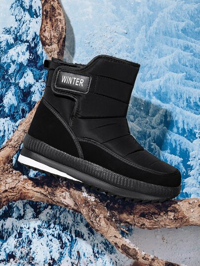 بوت ثلج دافئة للرجال مُبطنة للطقس الخارجي الشتوي، بوت ثلج للرجال مضادة للانزلاق ذات علامة عالية، بوت قصيرة ذات بطانة من الفرو سميكة ودافئة، مريحة للارتداء ومضادة للانزلاق