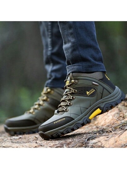 2024 بوت رجالية عالية الأعلى من جلد البولي يوريثان جديدة، بوت تنزه كبيرة المقاس مضادة للإنزلاق، بوت رياضية خارجية مريحة للرجال مع ربطة شريط