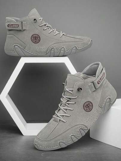 CLOHOO بوت قصيرة عصرية للرجال من الجلد العالي الكعب مخيطة باليد بتصميم أخطبوط ، مثالية مع السراويل الضيقة