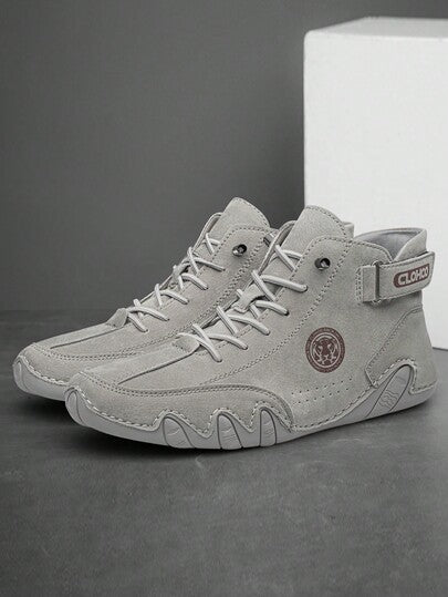 CLOHOO بوت قصيرة عصرية للرجال من الجلد العالي الكعب مخيطة باليد بتصميم أخطبوط ، مثالية مع السراويل الضيقة