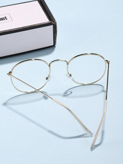 زوج نظارات معدنية بتصميم كلاسيكي بأحجام مناسبة للمراهقين والشباب للاستخدام اليومي