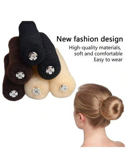 حزام ربط شعر نايلون أسود بإبزيم قطعة واحدة بعرض 20 سم، صانع بان خبز على شكل دونات للسيدات، أداة تصفيف الشعر Diy