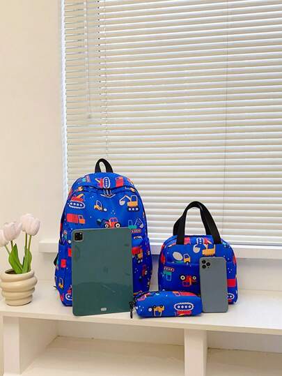 مجموعة من 3 حقائب مدرسية للفتيات سعة كبيرة مع طباعة للأولاد، حقيبة ظهر مدرسية مجموعة من الحقائب الصغيرة الجذابة للأطفال