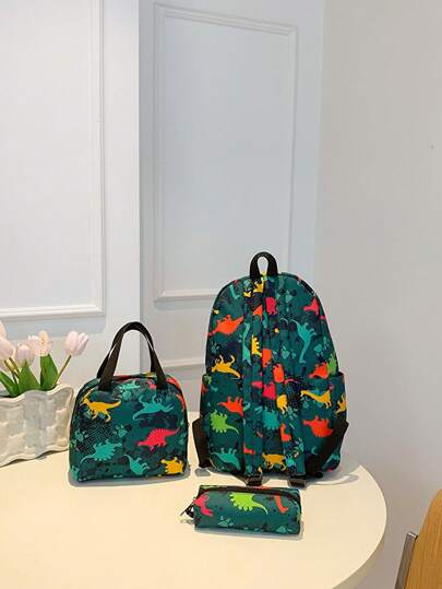 حقيبة مدرسية للفتيات بسعة كبيرة مع طباعة خاصة للصبيان 3 قطع، حقيبة ظهر مدرسية مجموعة ركساك بطباعة وألوان جذابة للأطفال
