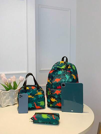 حقيبة مدرسية للفتيات بسعة كبيرة مع طباعة خاصة للصبيان 3 قطع، حقيبة ظهر مدرسية مجموعة ركساك بطباعة وألوان جذابة للأطفال